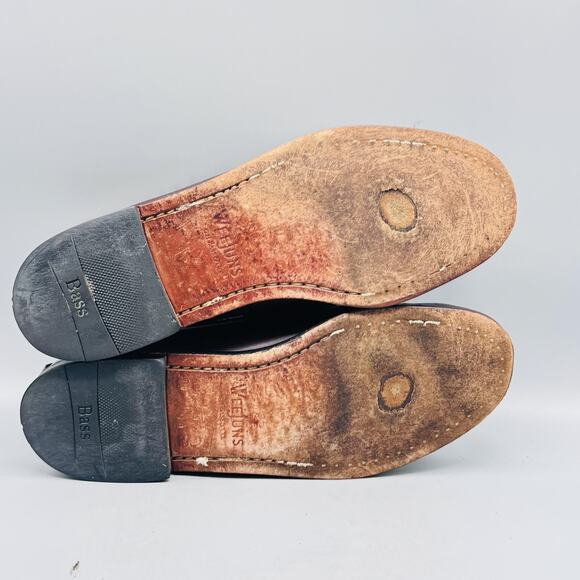 GH Bass & Co Weejuns Shoes Mens 9.5 Burgundy Leather Penny Loafers Moc Toe Dress - Picture 9 of 12